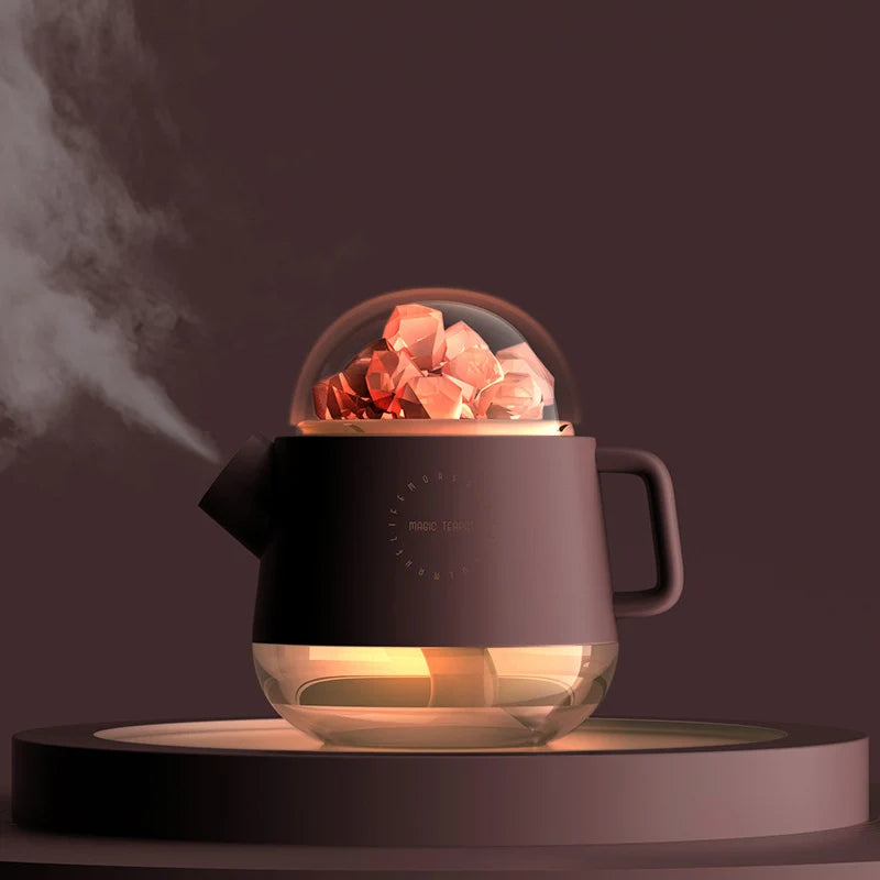 Himalayan Crystal Aroma Lamp | Rechargeable Salt Stone Humidifier | Teapot Salt Crystal Diffuser