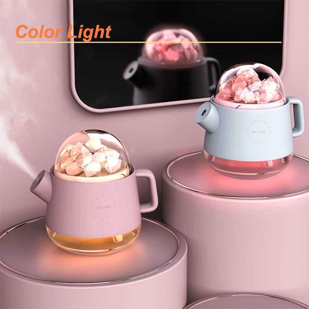 Himalayan Crystal Aroma Lamp | Rechargeable Salt Stone Humidifier | Teapot Salt Crystal Diffuser