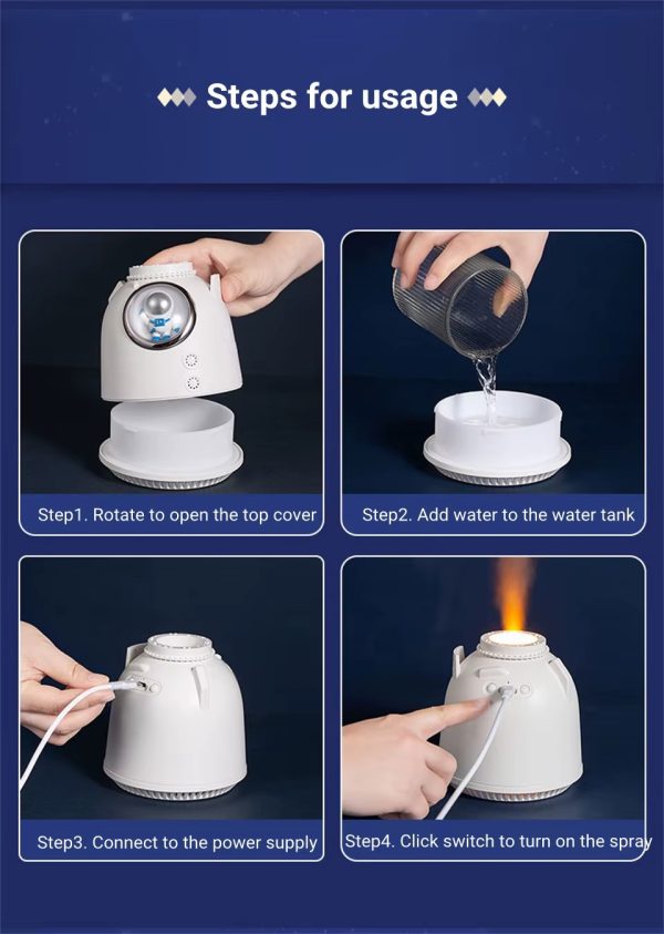 Astronaut Air Humidifier 260ml – Ultrasonic Aroma Diffuser & Night Light