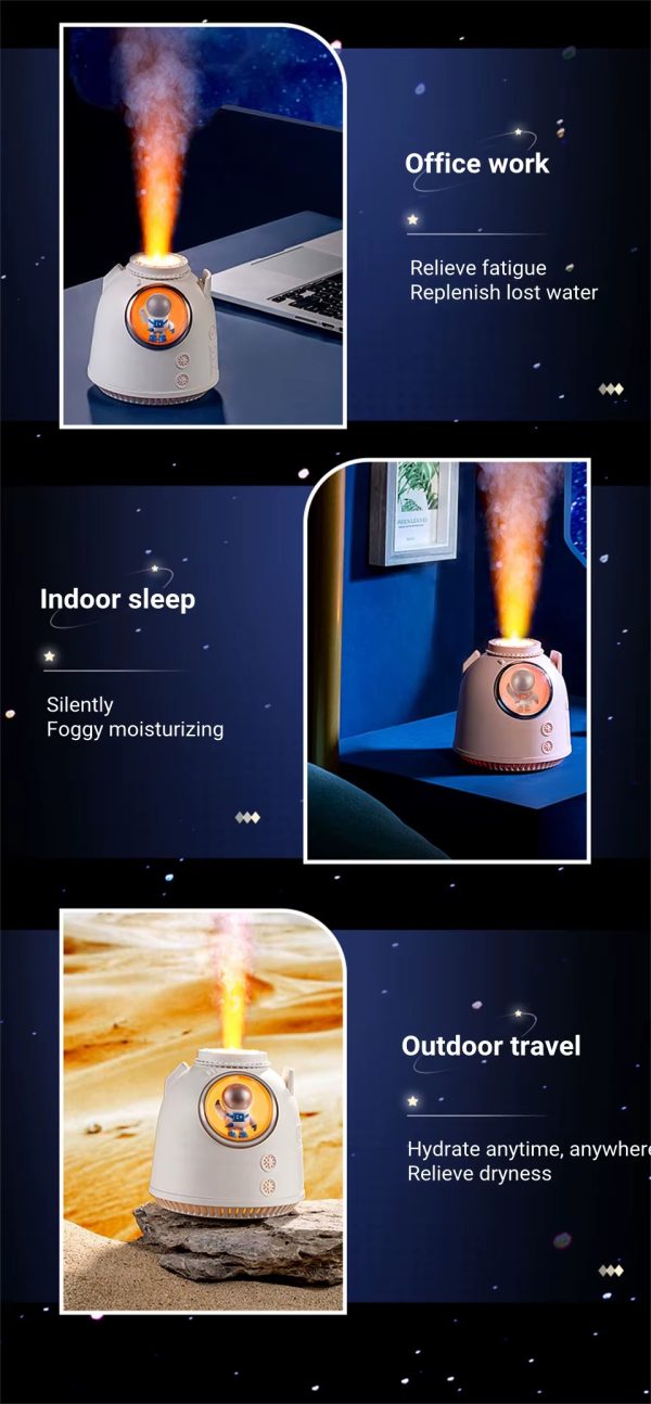 Astronaut Air Humidifier 260ml – Ultrasonic Aroma Diffuser & Night Light