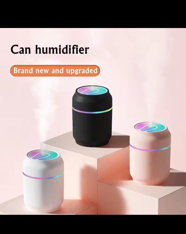 Creative Zip-Top Can Air Humidifier | USB Mist Maker with LED Light | Portable for Home & Car